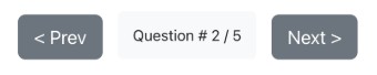 Current question number and buttons for previous/next questions prev & next